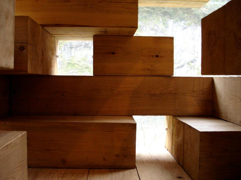 Final Wooden House, an unusual "log cabin" by architect Sou Fujimoto | www.facebook.com/SmallHouseBliss