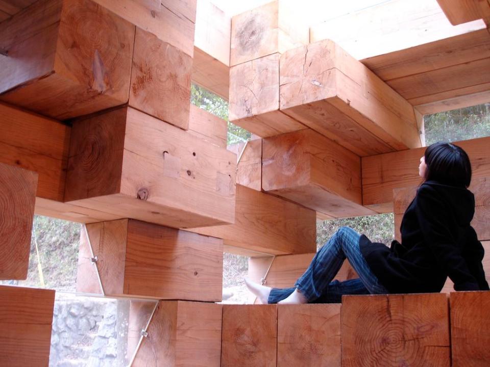 Final Wooden House, an unusual "log cabin" by architect Sou Fujimoto | www.facebook.com/SmallHouseBliss
