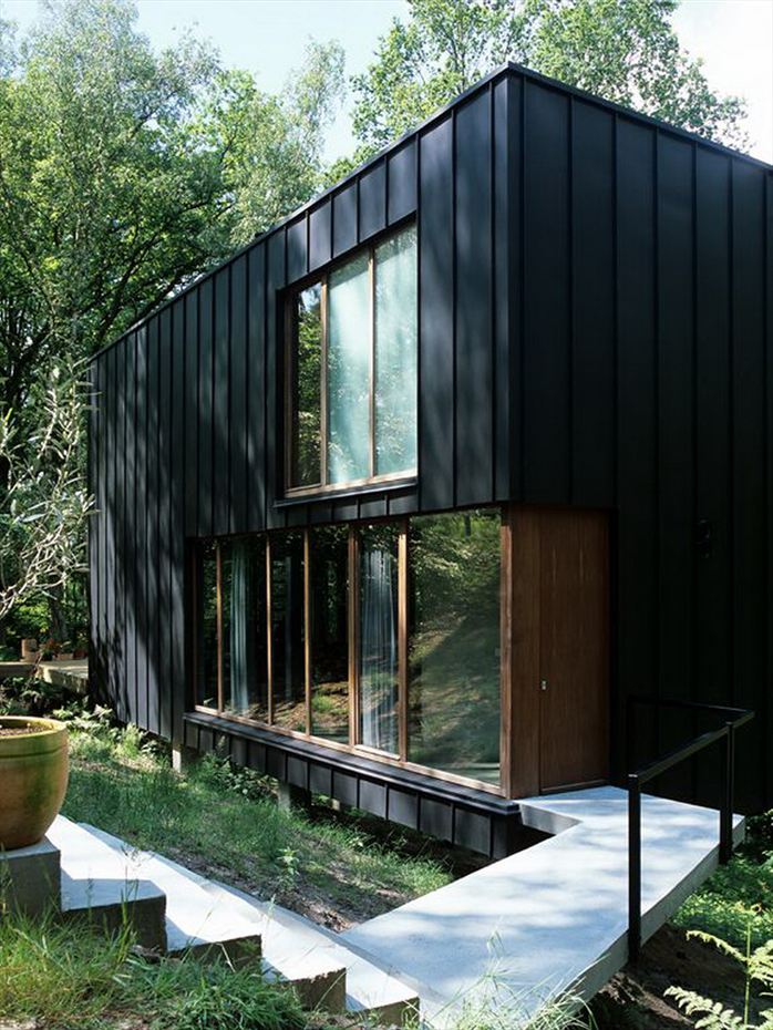 A small modern house in the woods with an urban loft design. | www.facebook.com/SmallHouseBliss