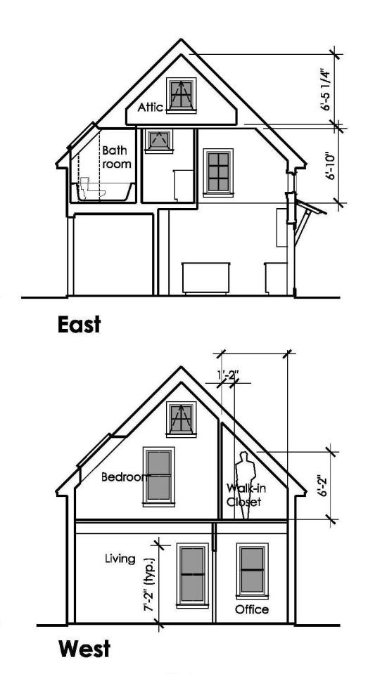 This shingled backyard cottage has 1 bedroom and a small office in 799 sq ft. | www.facebook.com/SmallHouseBliss