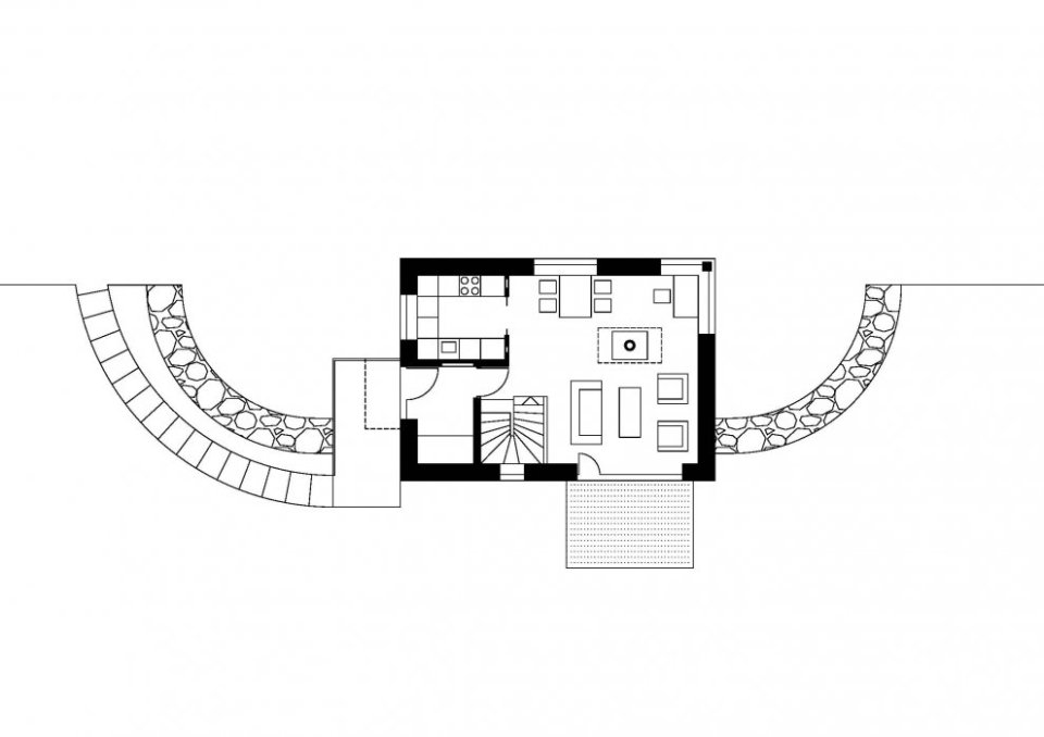The reverse floor plan allows the living area of this small house to have southern exposure. It has 2 bedrooms in 936 sq ft. | www.facebook.com/SmallHouseBliss