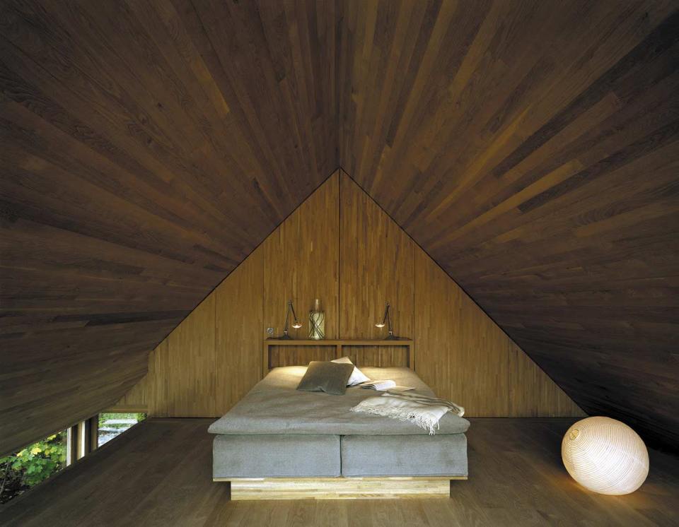 The Mill House, a finely-crafted guest house set among beautiful water features and lush landscaping. It has one bedroom and a sauna in 538 sq ft. | www.facebook.com/SmallHouseBliss