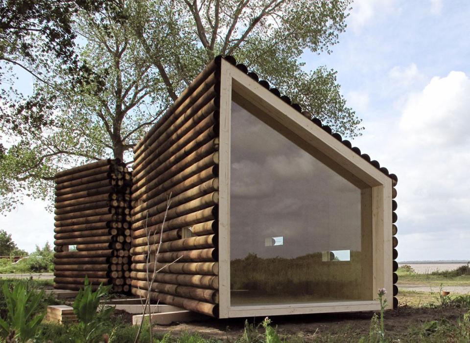 Flake House, a tiny modern cabin in two parts totaling 237 sq ft. | www.facebook.com/SmallHouseBliss