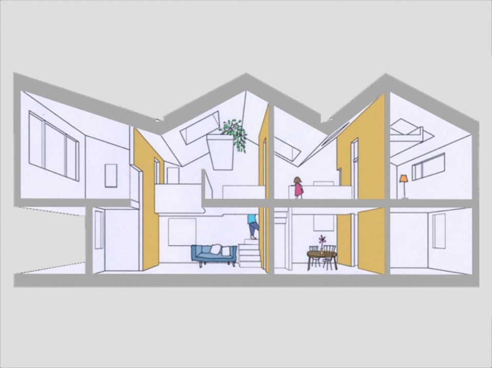 Gate, a small house in Japan by mihadesign, section