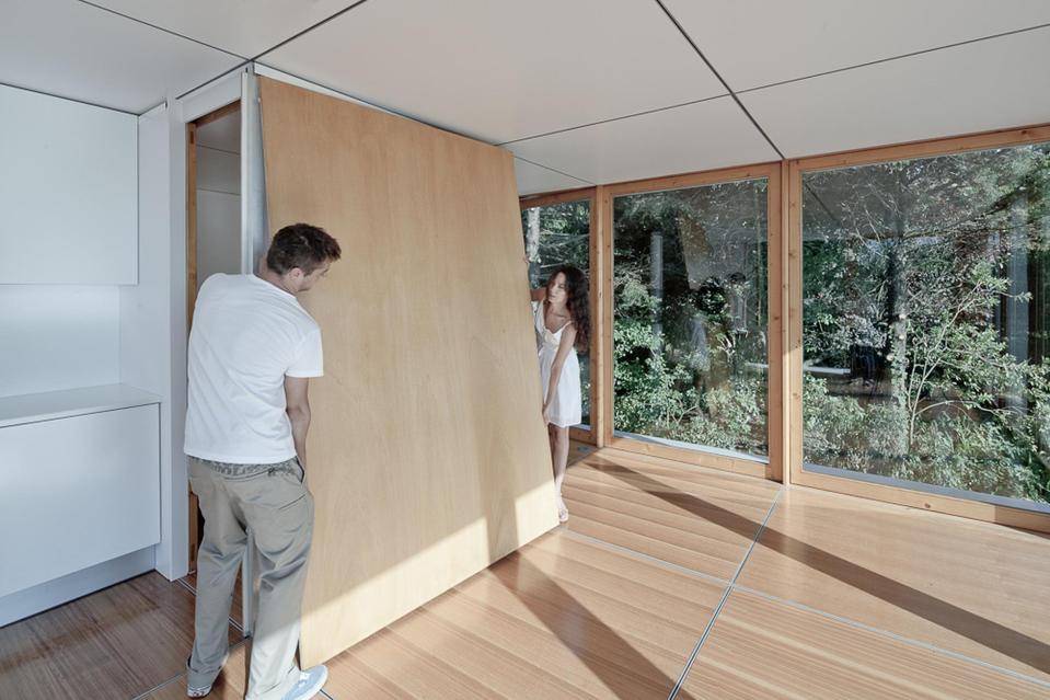 MIMA House, a prefab with movable wall panels that allow the residents to easily reconfigure the floor plan. | www.facebook.com/SmallHouseBliss