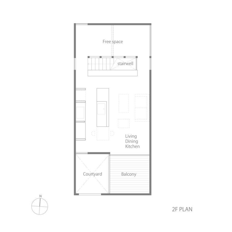 small house in Kashiba by Horibe Naoko Architect, upper floor plan