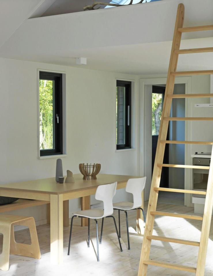 A modular vacation cottage in Denmark with two bedrooms and a sleeping loft in 797 sq ft. | www.facebook.com/SmallHouseBliss