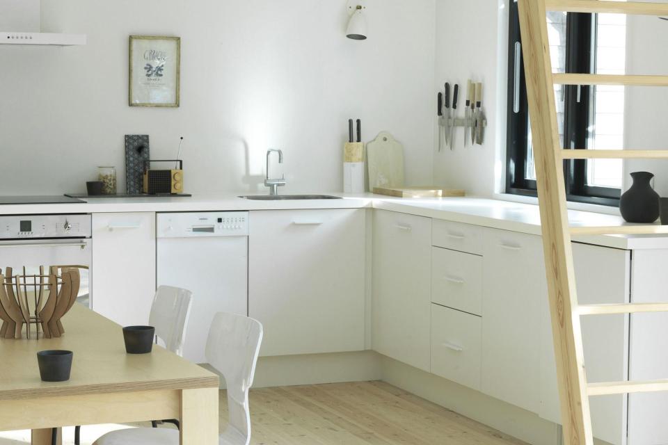 A modular vacation cottage in Denmark with two bedrooms and a sleeping loft in 797 sq ft. | www.facebook.com/SmallHouseBliss