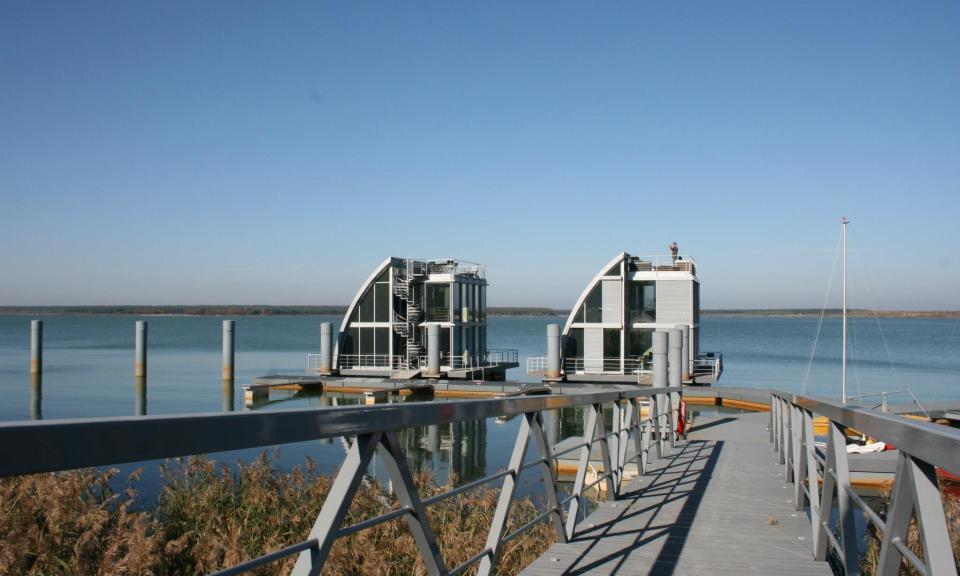 A striking contemporary float home with 2 bedrooms in 1,044 sq ft. | www.facebook.com/SmallHouseBliss