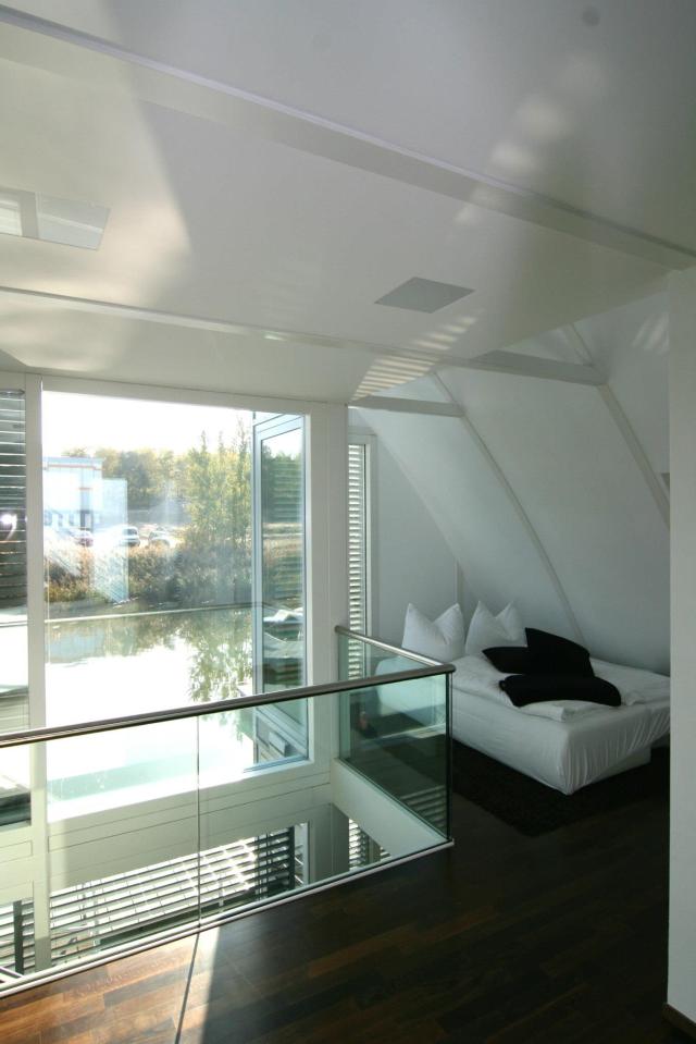 A striking contemporary float home with 2 bedrooms in 1,044 sq ft. | www.facebook.com/SmallHouseBliss