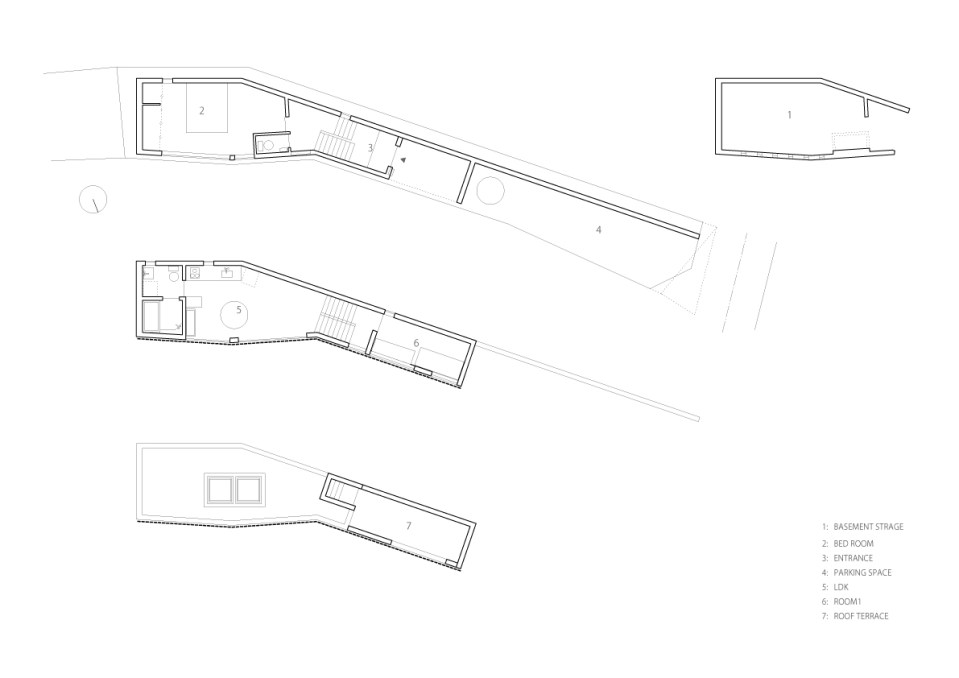Floor plan of the House in Inokashira by Studio NOA
