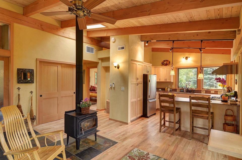 River Road House, a beautiful and sustainable timber frame home with two bedrooms in 800 sq ft. | www.facebook.com/SmallHouseBliss