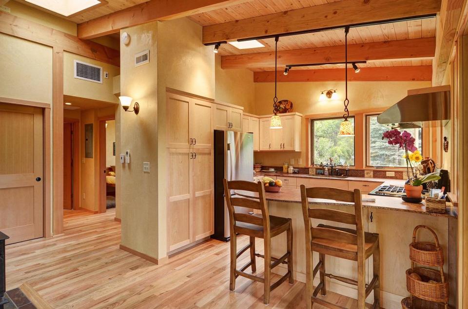 River Road House, a beautiful and sustainable timber frame home with two bedrooms in 800 sq ft. | www.facebook.com/SmallHouseBliss