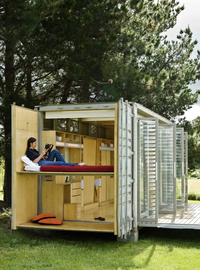 Port-a-Bach, a shipping container cabin by Bonnifait + Giesen | www.facebook.com/SmallHouseBliss