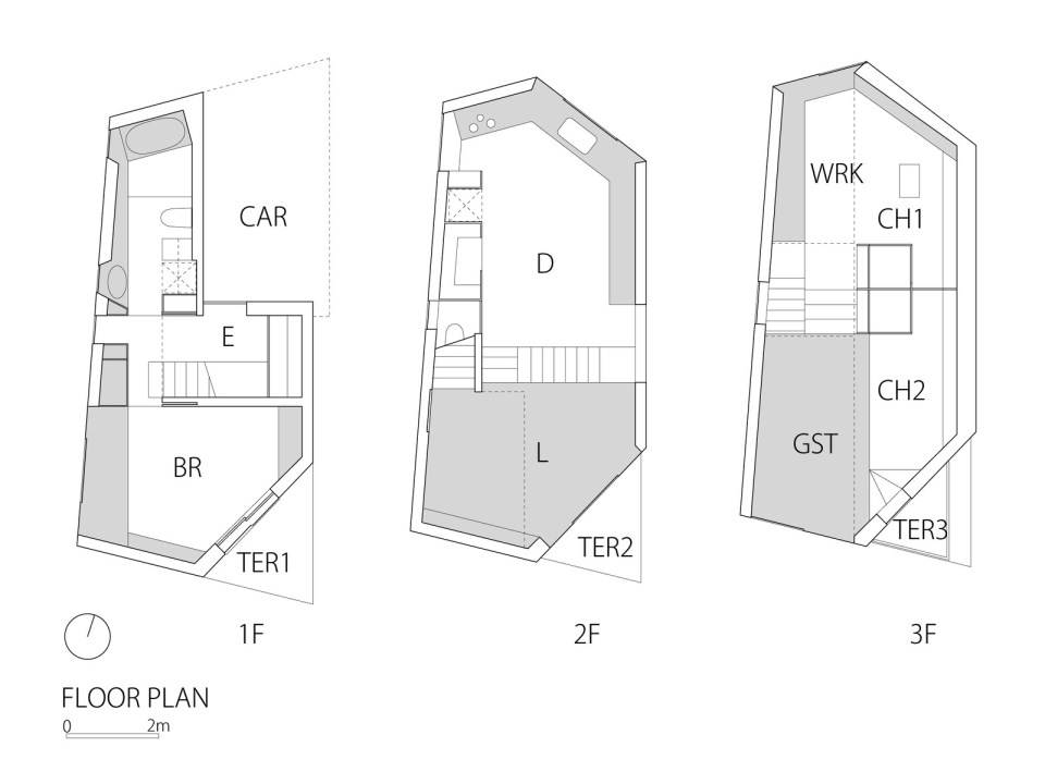 floor plans of the Matsubara House by Hiroyuki Ito of O.F.D.A.
