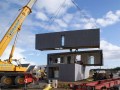 Crossbox is a modern modular house with cantilevered upper floor. It has 3 bedrooms in 1,119 sq ft. | www.facebook.com/SmallHouseBliss