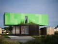 Crossbox is a modern modular house with cantilevered upper floor. It has 3 bedrooms in 1,119 sq ft. | www.facebook.com/SmallHouseBliss