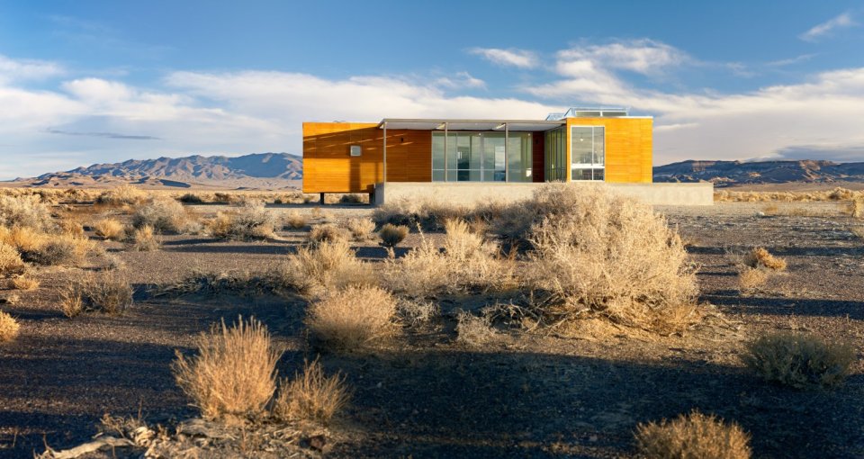 This prefab retreat in the Nevada desert has no air conditioning, using only passive strategies to keep cool. It has 3 bedrooms in 1,200 sq ft. | www.facebook.com/SmallHouseBliss