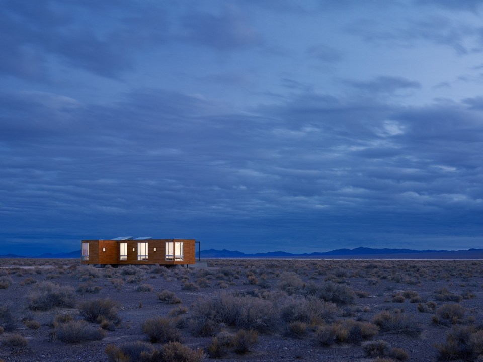 This prefab retreat in the Nevada desert has no air conditioning, using only passive strategies to keep cool. It has 3 bedrooms in 1,200 sq ft. | www.facebook.com/SmallHouseBliss