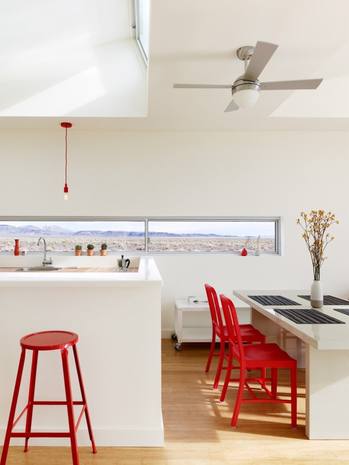 This prefab retreat in the Nevada desert has no air conditioning, using only passive strategies to keep cool. It has 3 bedrooms in 1,200 sq ft. | www.facebook.com/SmallHouseBliss