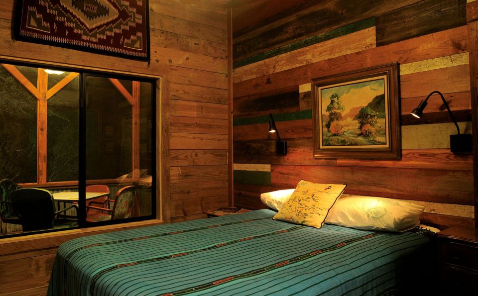 Reclaimed materials give this cabin the rich patina of age. The cabin has one bedroom in 640 sq ft. | www.facebook.com/SmallHouseBliss