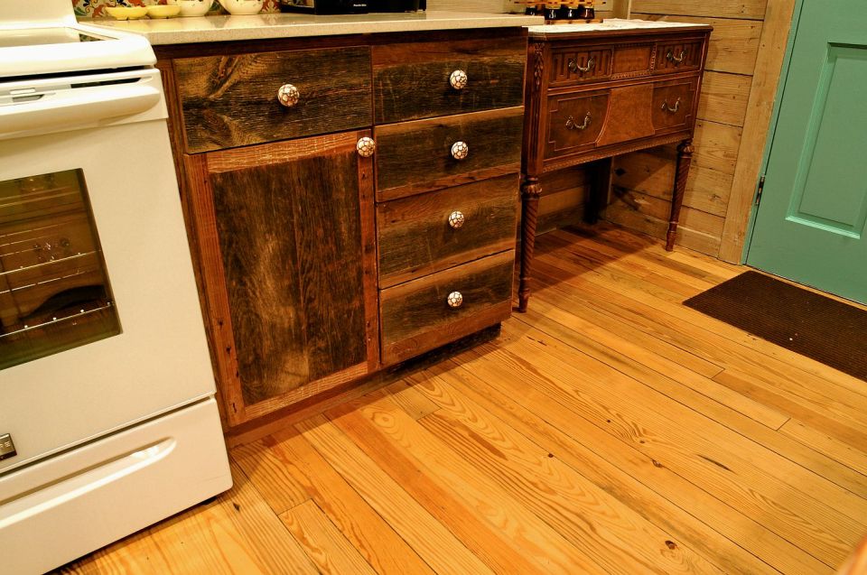 Reclaimed materials give this cabin the rich patina of age. The cabin has one bedroom in 640 sq ft. | www.facebook.com/SmallHouseBliss