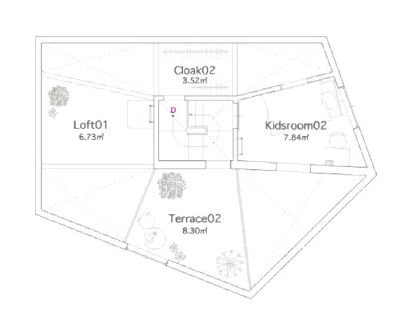 Floor plan of the House in Fukawa by Suppose Design Office