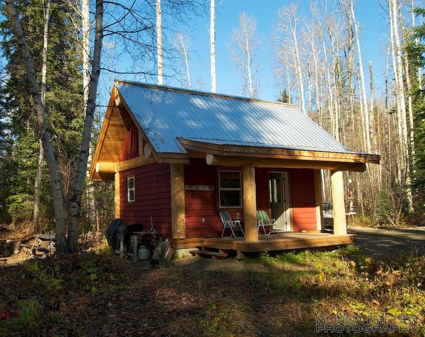 A small post and beam cabin in the woods of British Columbia. It has a 320 sq ft ground floor plus a loft. | www.facebook.com/SmallHouseBliss
