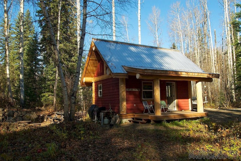 A small post and beam cabin in the woods of British Columbia. It has a 320 sq ft ground floor plus a loft. | www.facebook.com/SmallHouseBliss