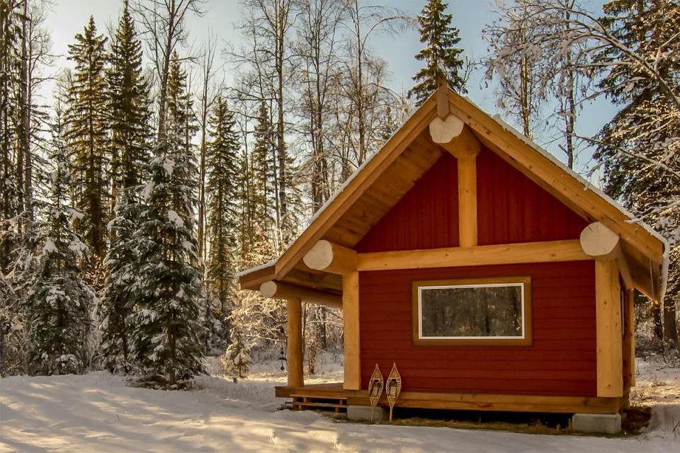 A small post and beam cabin in the woods of British Columbia. It has a 320 sq ft ground floor plus a loft. | www.facebook.com/SmallHouseBliss