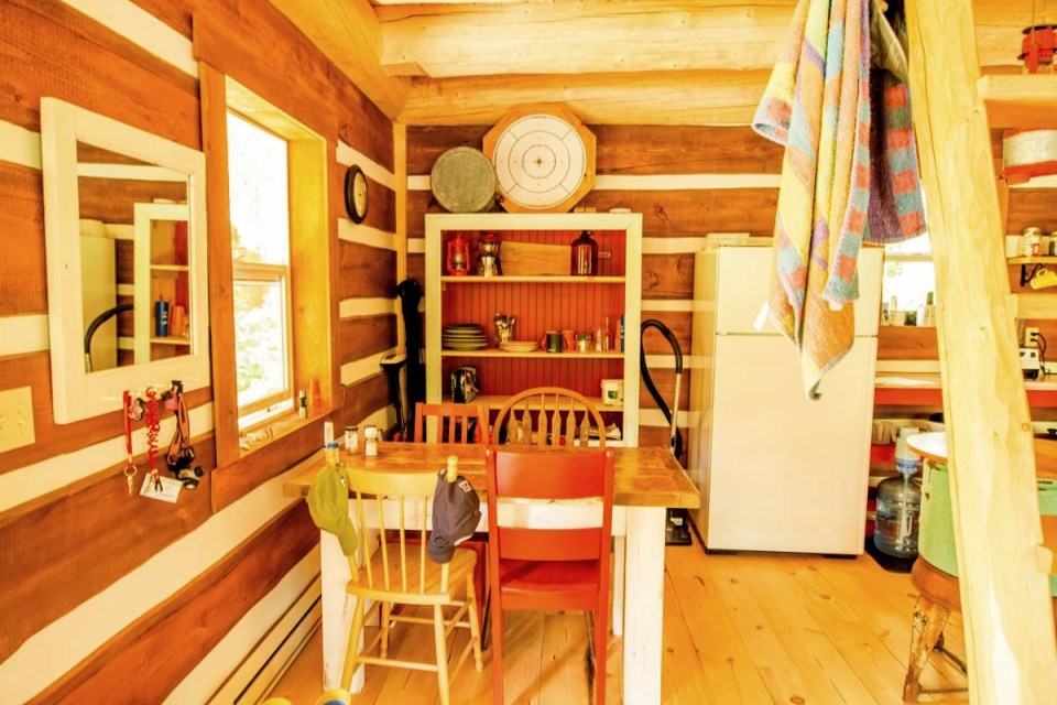 A small post and beam cabin in the woods of British Columbia. It has a 320 sq ft ground floor plus a loft. | www.facebook.com/SmallHouseBliss