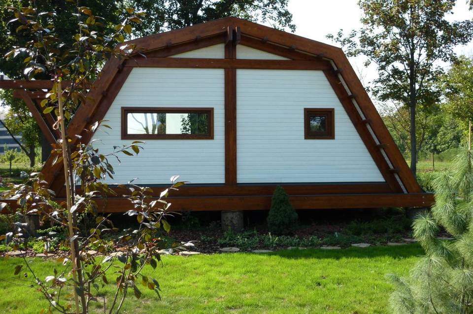 The Soleta zeroEnergy One, an eco-friendly modular house with an unusual gambrel roof design. It has 614 sq ft with a lofted bedroom. | www.facebook.com/SmallHouseBliss