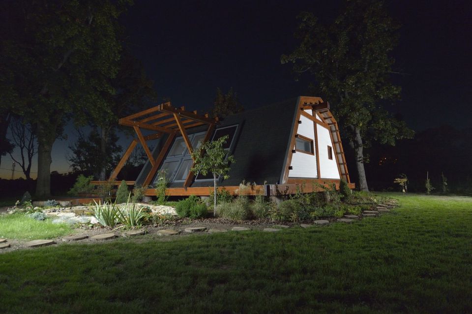 The Soleta zeroEnergy One, an eco-friendly modular house with an unusual gambrel roof design. It has 614 sq ft with a lofted bedroom. | www.facebook.com/SmallHouseBliss