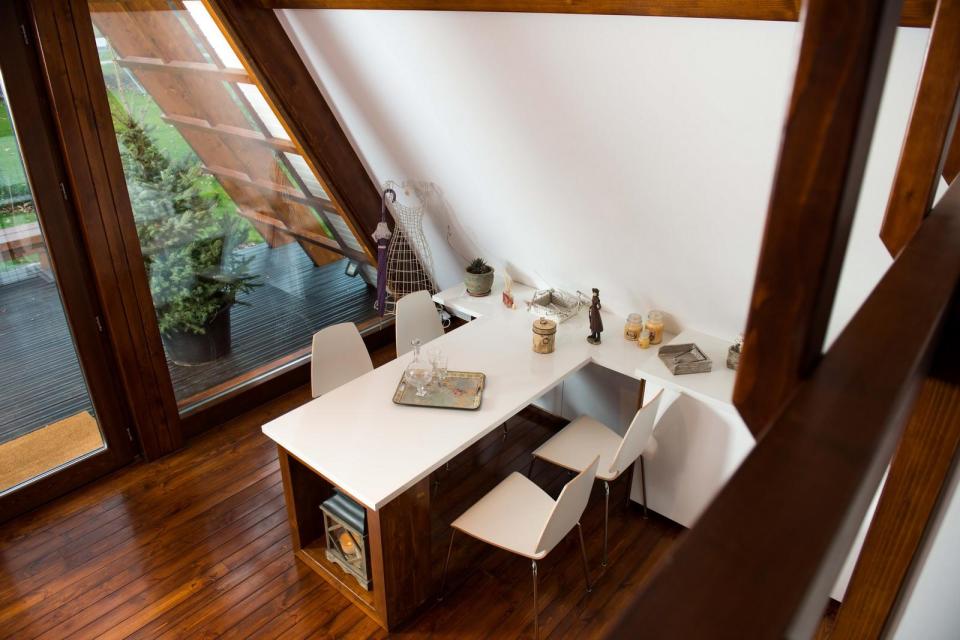 The Soleta zeroEnergy One, an eco-friendly modular house with an unusual gambrel roof design. It has 614 sq ft with a lofted bedroom. | www.facebook.com/SmallHouseBliss