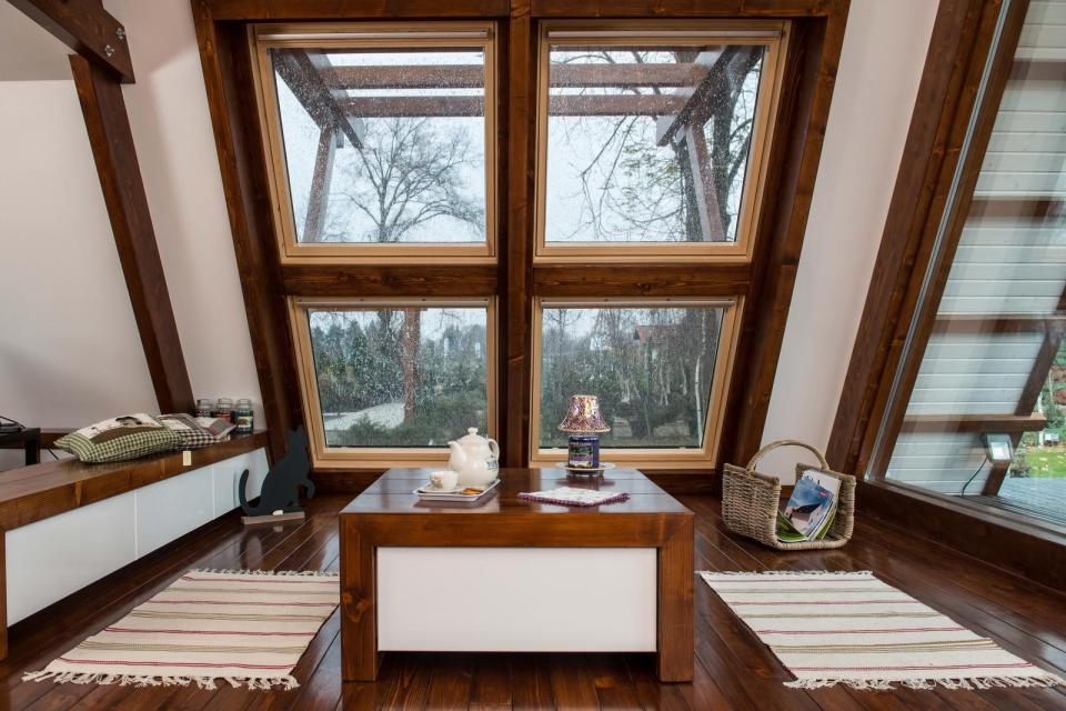 The Soleta zeroEnergy One, an eco-friendly modular house with an unusual gambrel roof design. It has 614 sq ft with a lofted bedroom. | www.facebook.com/SmallHouseBliss