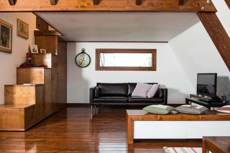 The Soleta zeroEnergy One, an eco-friendly modular house with an unusual gambrel roof design. It has 614 sq ft with a lofted bedroom. | www.facebook.com/SmallHouseBliss