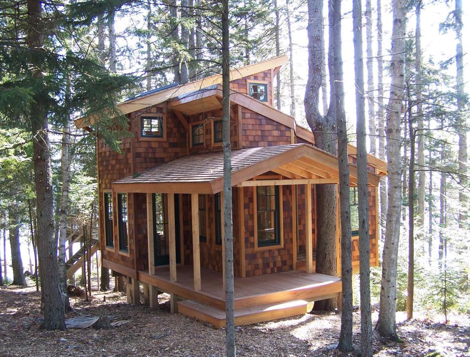 This 350 sq ft "treehouse" is used as a playhouse and family hangout space. | www.facebook.com/SmallHouseBliss