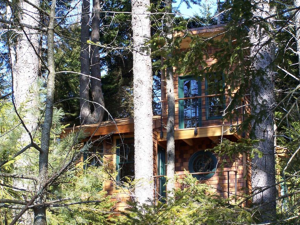 This 350 sq ft "treehouse" is used as a playhouse and family hangout space. | www.facebook.com/SmallHouseBliss