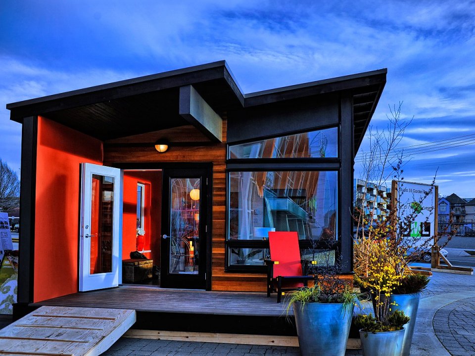 Studio37, a modern prefab cottage designed to be wheelchair accessible. It has one bedroom in 400 sq ft. | www.facebook.com/SmallHouseBliss