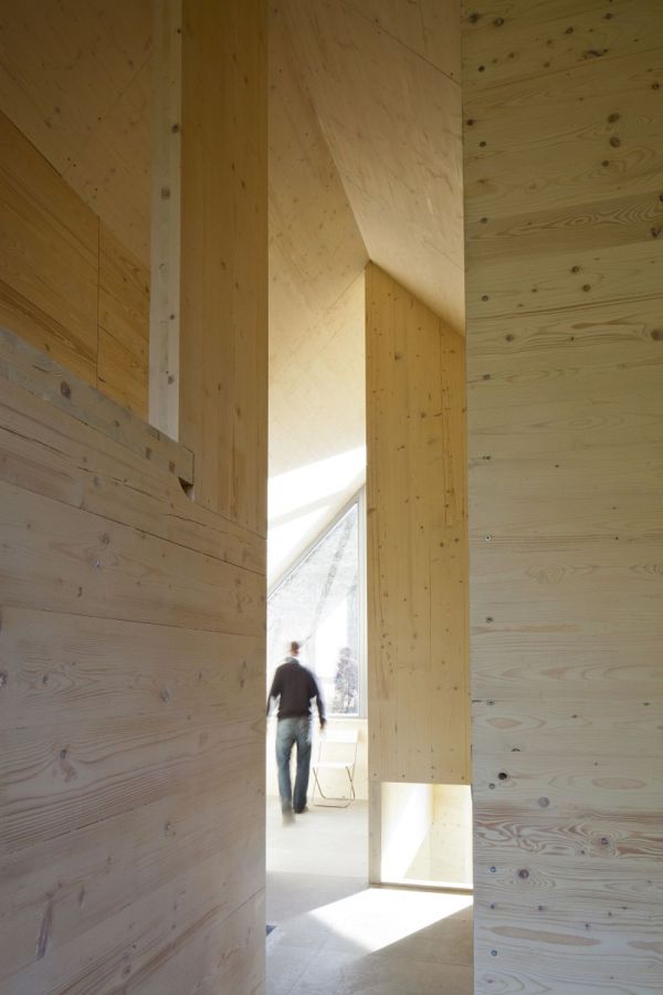 A hexagon-shaped plan was chosen to maximize views and daylight in this small house that has 2 bedrooms in 1,012 sq ft. | www.facebook.com/SmallHouseBliss