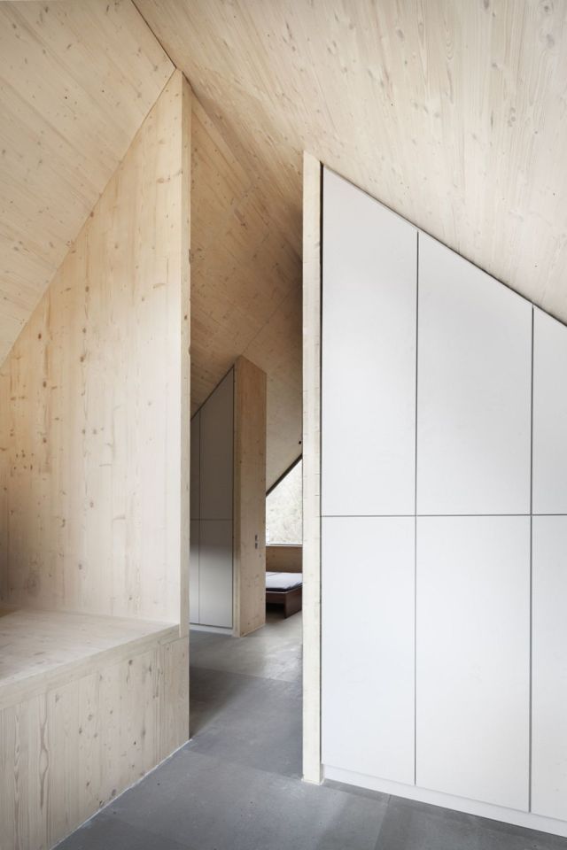 A hexagon-shaped plan was chosen to maximize views and daylight in this small house that has 2 bedrooms in 1,012 sq ft. | www.facebook.com/SmallHouseBliss