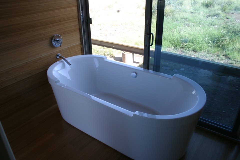 The Marfa weeHouse, a compact but luxurious desert retreat. The modern prefab has a 440 sq ft studio floor plan. | www.facebook.com/SmallHouseBliss