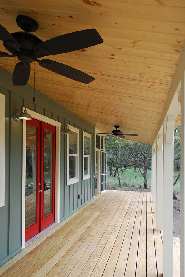 This Texas Hill Country cottage by Kanga Room Systems is a 480 sq ft studio with loft bedroom plus 432 sq ft of porches | www.facebook.com/SmallHouseBliss