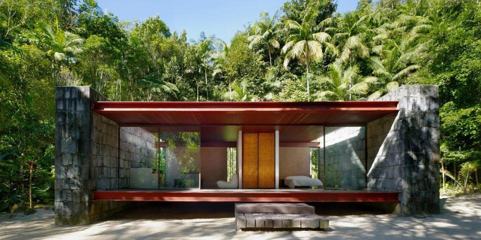 Casa Rio Bonito, a modern cabin in the Brazilian rainforest, has 1 bedroom in 753 sq ft | www.facebook.com/SmallHouseBliss