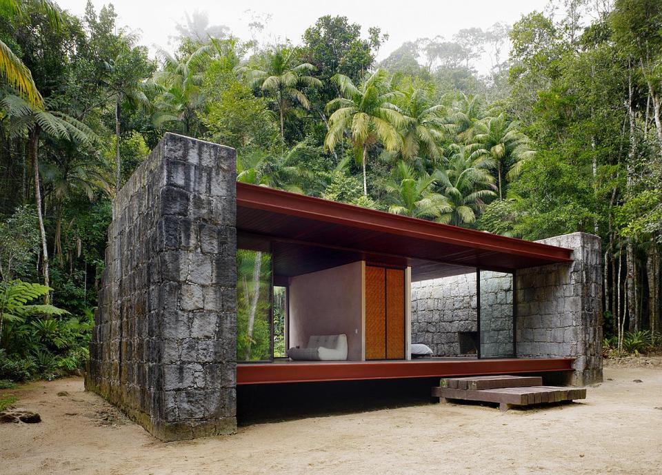 Casa Rio Bonito, a modern cabin in the Brazilian rainforest, has 1 bedroom in 753 sq ft | www.facebook.com/SmallHouseBliss