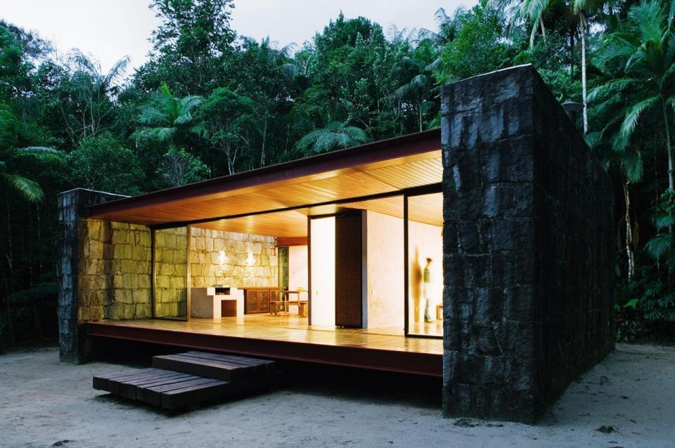 Casa Rio Bonito, a modern cabin in the Brazilian rainforest, has 1 bedroom in 753 sq ft | www.facebook.com/SmallHouseBliss