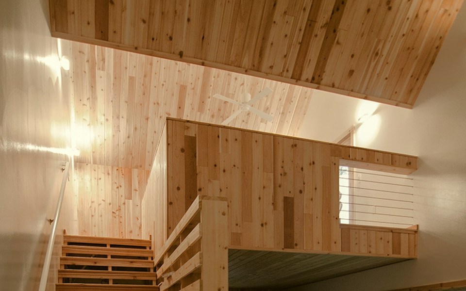 The Polygon Studio, a sculpture studio and guesthouse with a zigzagging roof. It has 409 sq ft on the ground floor plus a loft bedroom. | www.facebook.com/SmallHouseBliss