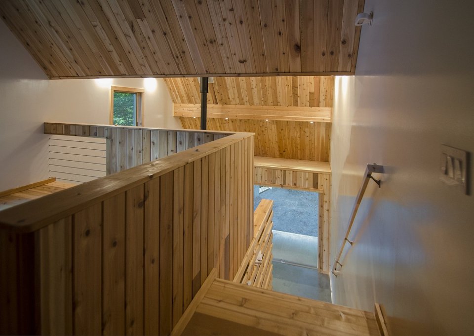 The Polygon Studio, a sculpture studio and guesthouse with a zigzagging roof. It has 409 sq ft on the ground floor plus a loft bedroom. | www.facebook.com/SmallHouseBliss