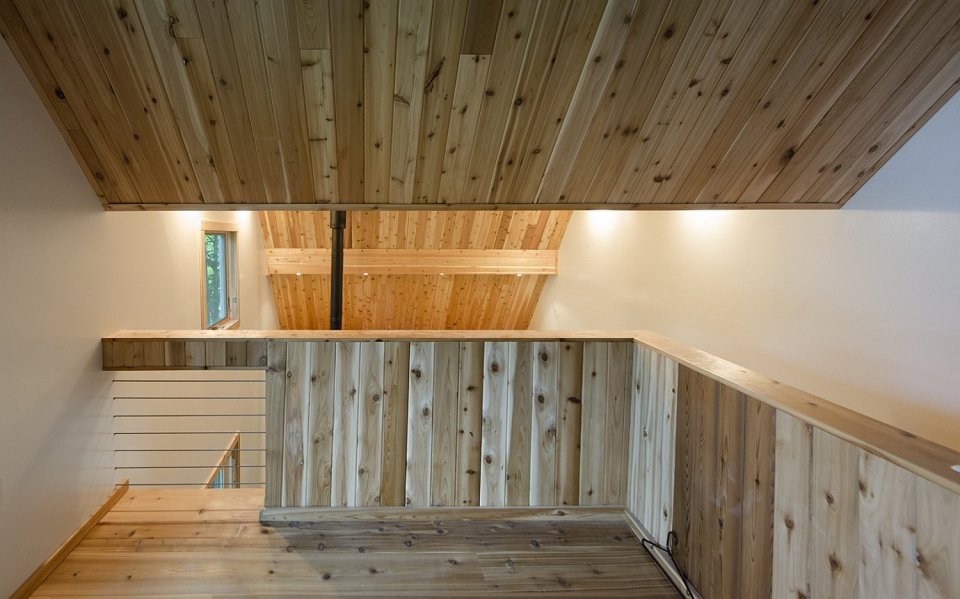 The Polygon Studio, a sculpture studio and guesthouse with a zigzagging roof. It has 409 sq ft on the ground floor plus a loft bedroom. | www.facebook.com/SmallHouseBliss