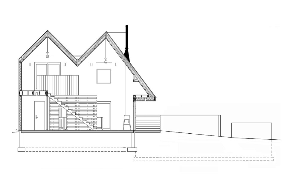 The Polygon Studio, a sculpture studio and guesthouse with a zigzagging roof. It has 409 sq ft on the ground floor plus a loft bedroom. | www.facebook.com/SmallHouseBliss